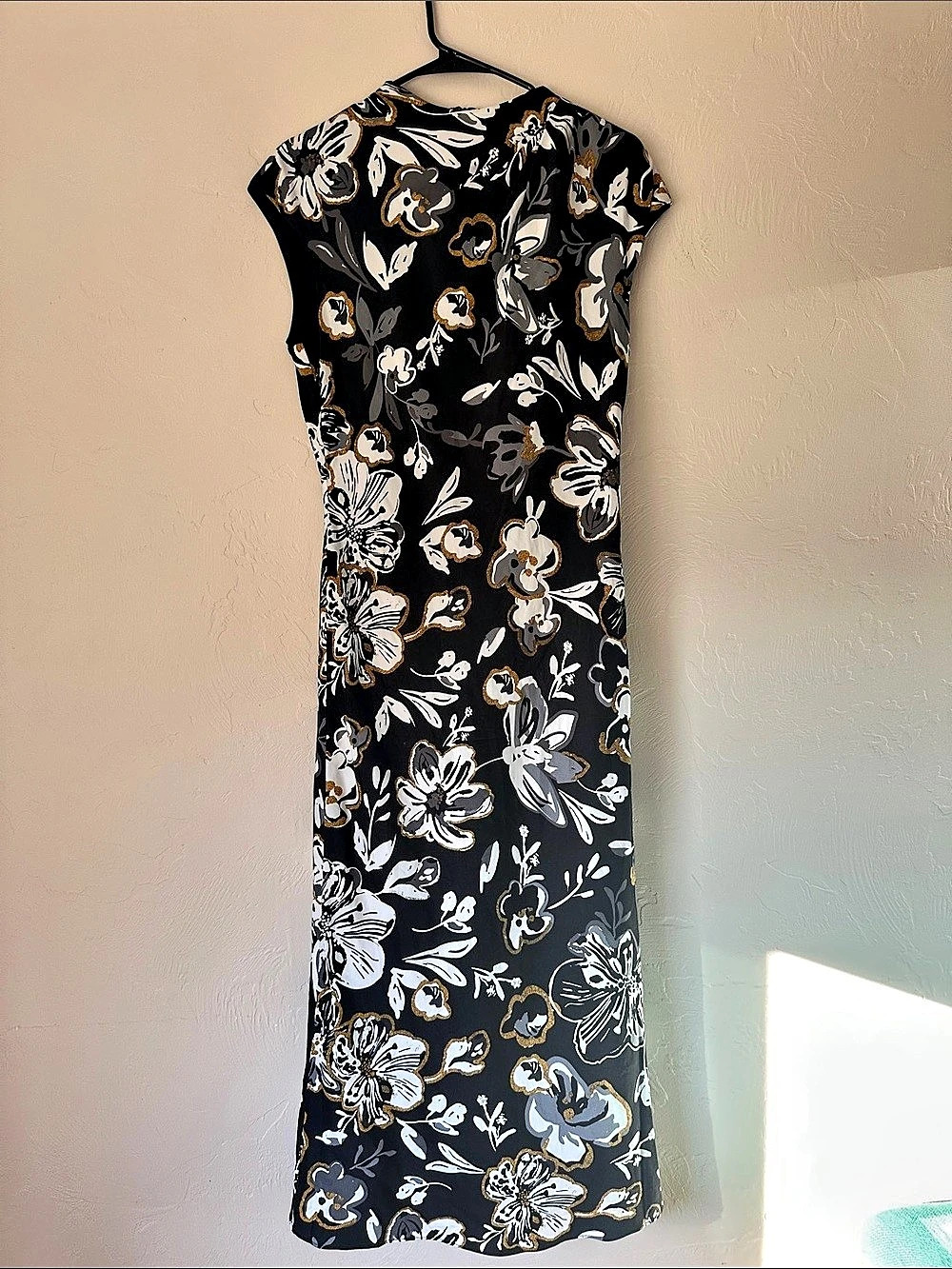 Maggy London Floral Midi Dress in Black & White Size 8